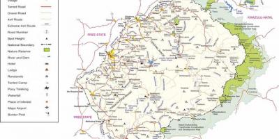 Лесото путевима мапи