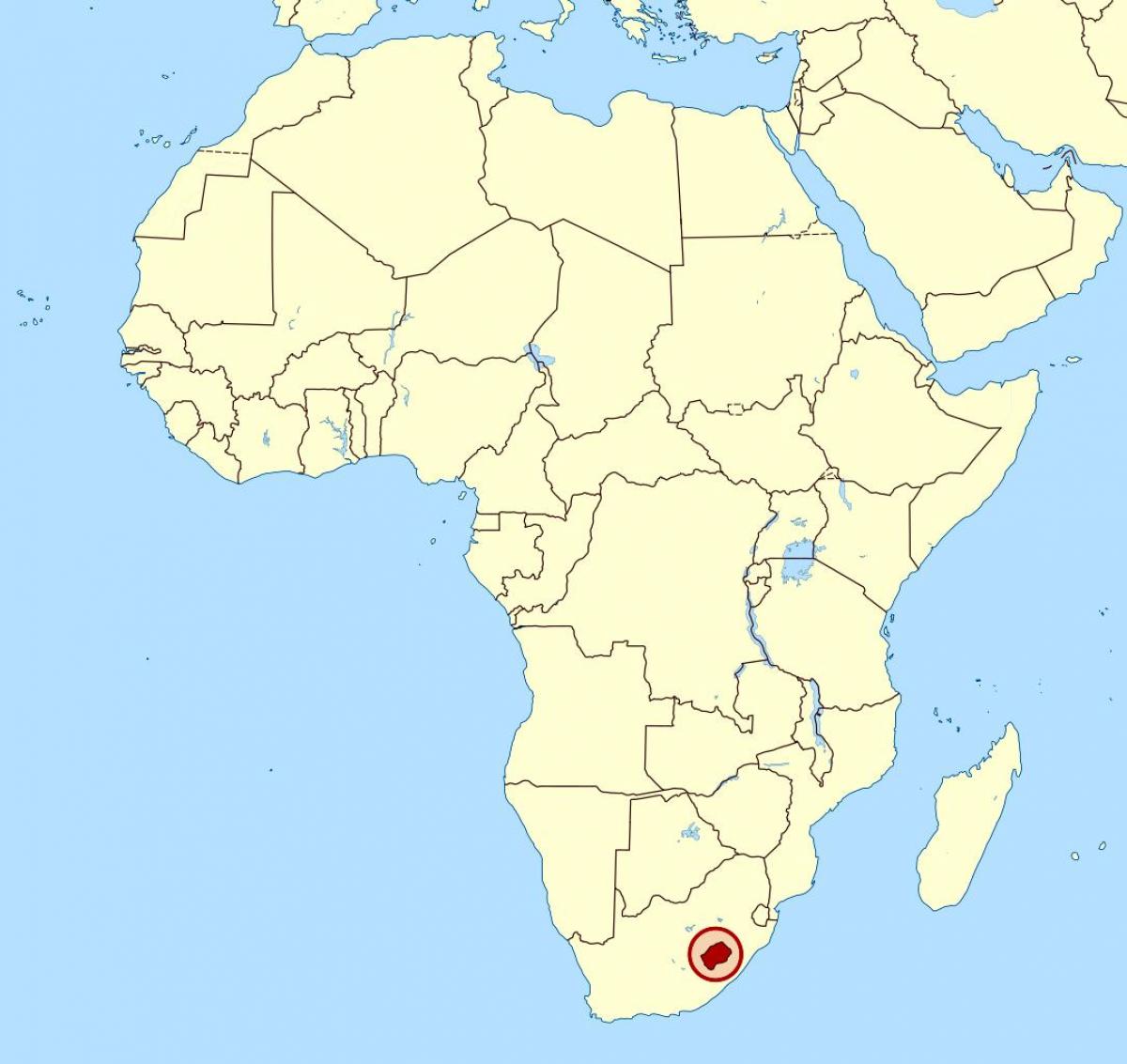 Лесото у Африци на мапи